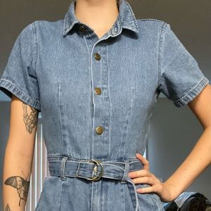 Denim button up romper